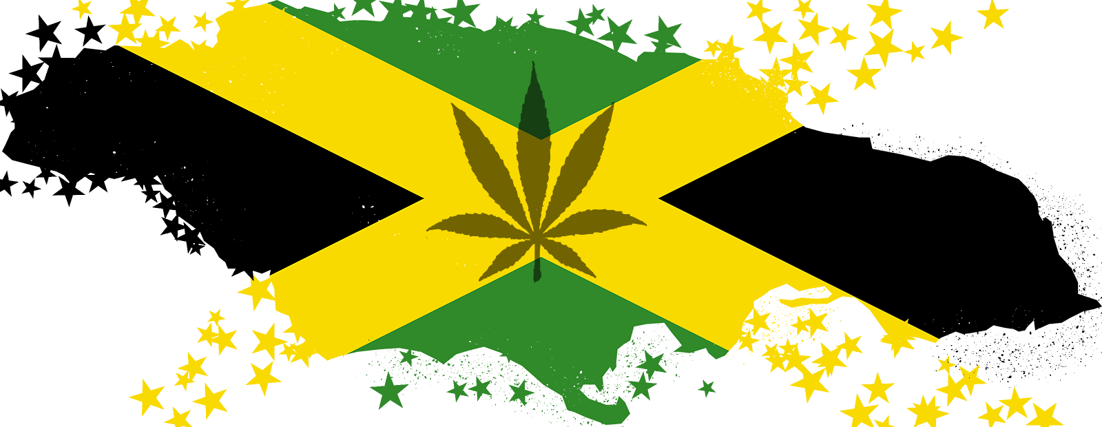 Marijuana And Flag Map Of Jamaica - Jamaica Flag Marijuana (1600x620), Png Download
