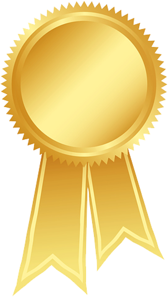 Gold Ribbon Clip Art - Award Gold Ribbon Png (599x1028), Png Download