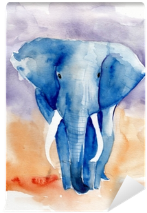 Blue Elephant Watercolor Illustration Wall Mural • - Gallery Direct 'blue Elephant' Framed Painting Print (400x400), Png Download