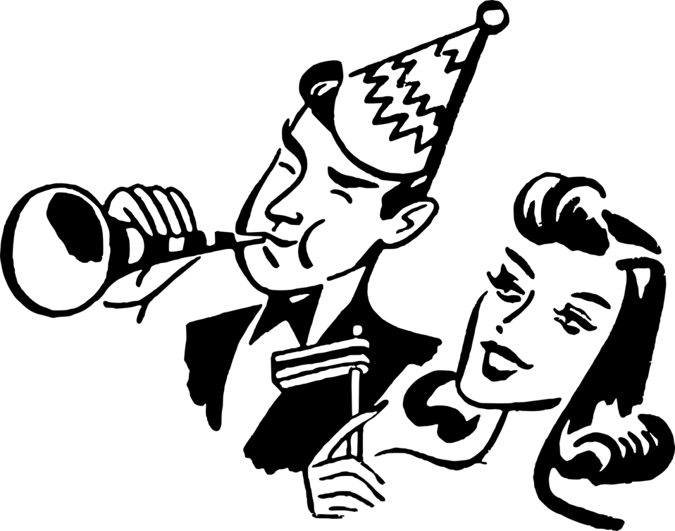 New Year's Party - New Years Eve Black And White (800x629), Png Download