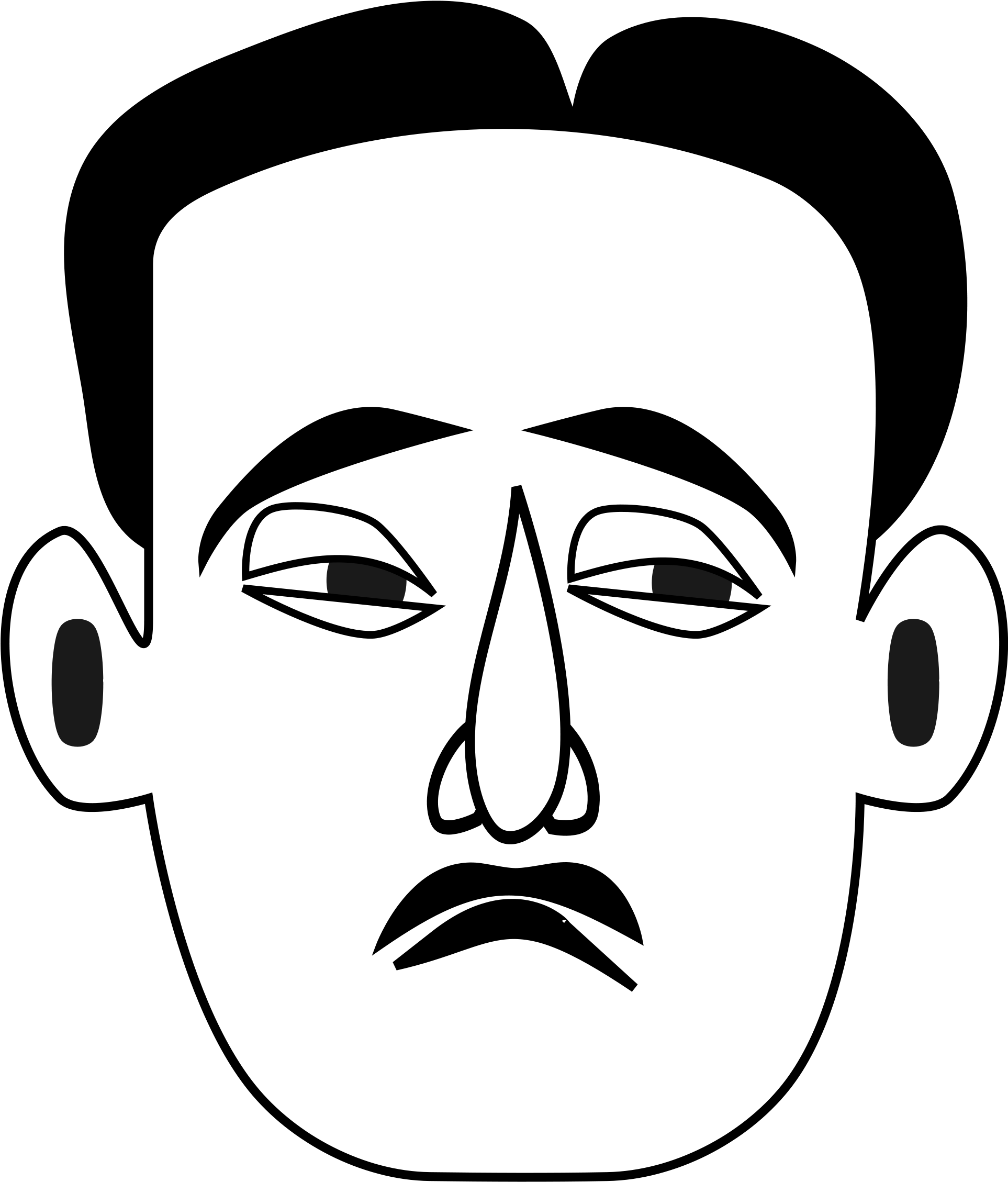 Sad Face Drawing At Getdrawings - Art Black And White Face (1925x2400), Png Download