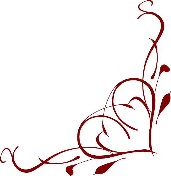 Decorative Border Clipart Scrollwork - Heart Corner Border Png (576x595), Png Download