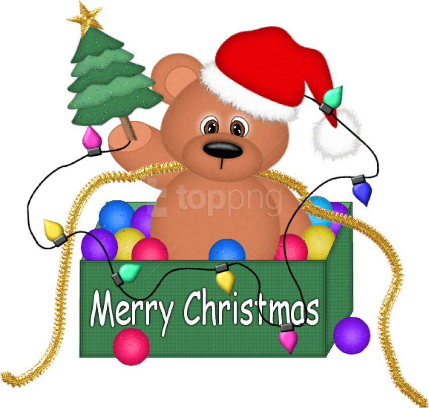 Christmas Bear With Lights Png Clipart - Teddy Bear Christmas Clipart (578x550), Png Download
