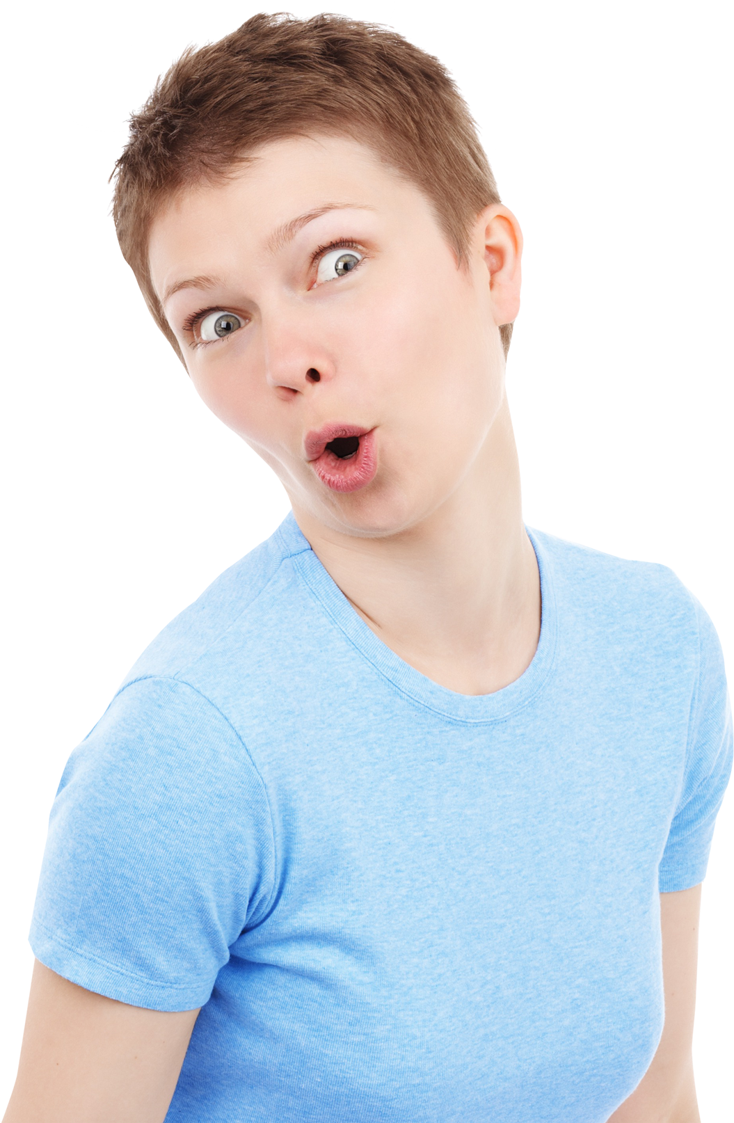 Funny Portrait Of Cute Surprised Woman Png Image - Funny Woman Png (500x690), Png Download