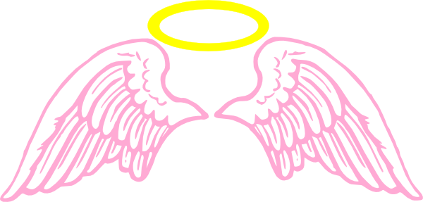 Cute Pink Angel Wings With Halo Clip Art At Clker - Memory Of Angel Wing Decal (600x287), Png Download