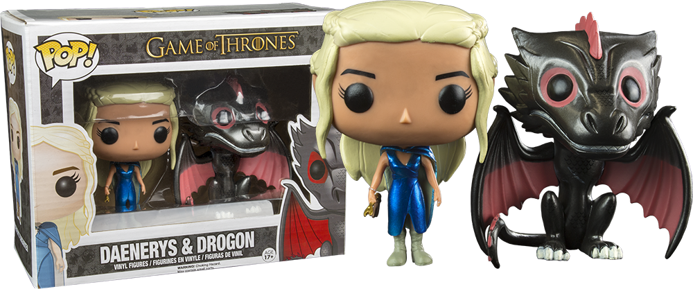 Game Of Thrones Drogon & Mhysa Daenerys Metallic Exclusive - Game Of Thrones Daenerys Pop Vinyl (1000x417), Png Download