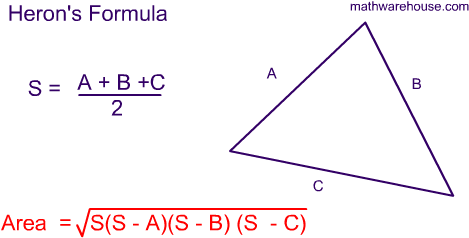 Heron's Formula (482x263), Png Download