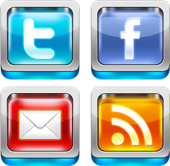 Shiny 3d Social Media Icons - 3d Social Media Logos Png (550x550), Png Download