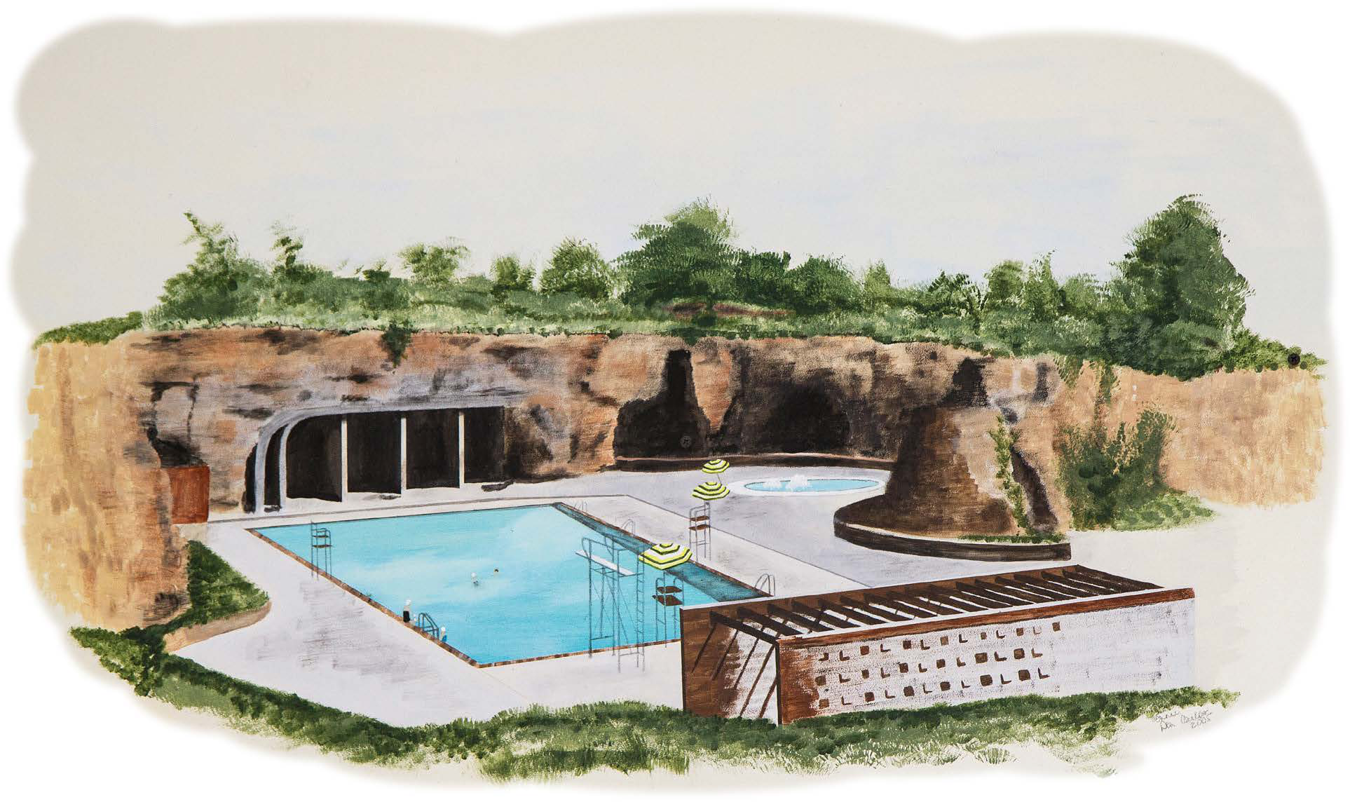 Roesland School Roeland Park Pool - Roeland Park Pool Caves (1926x1144), Png Download