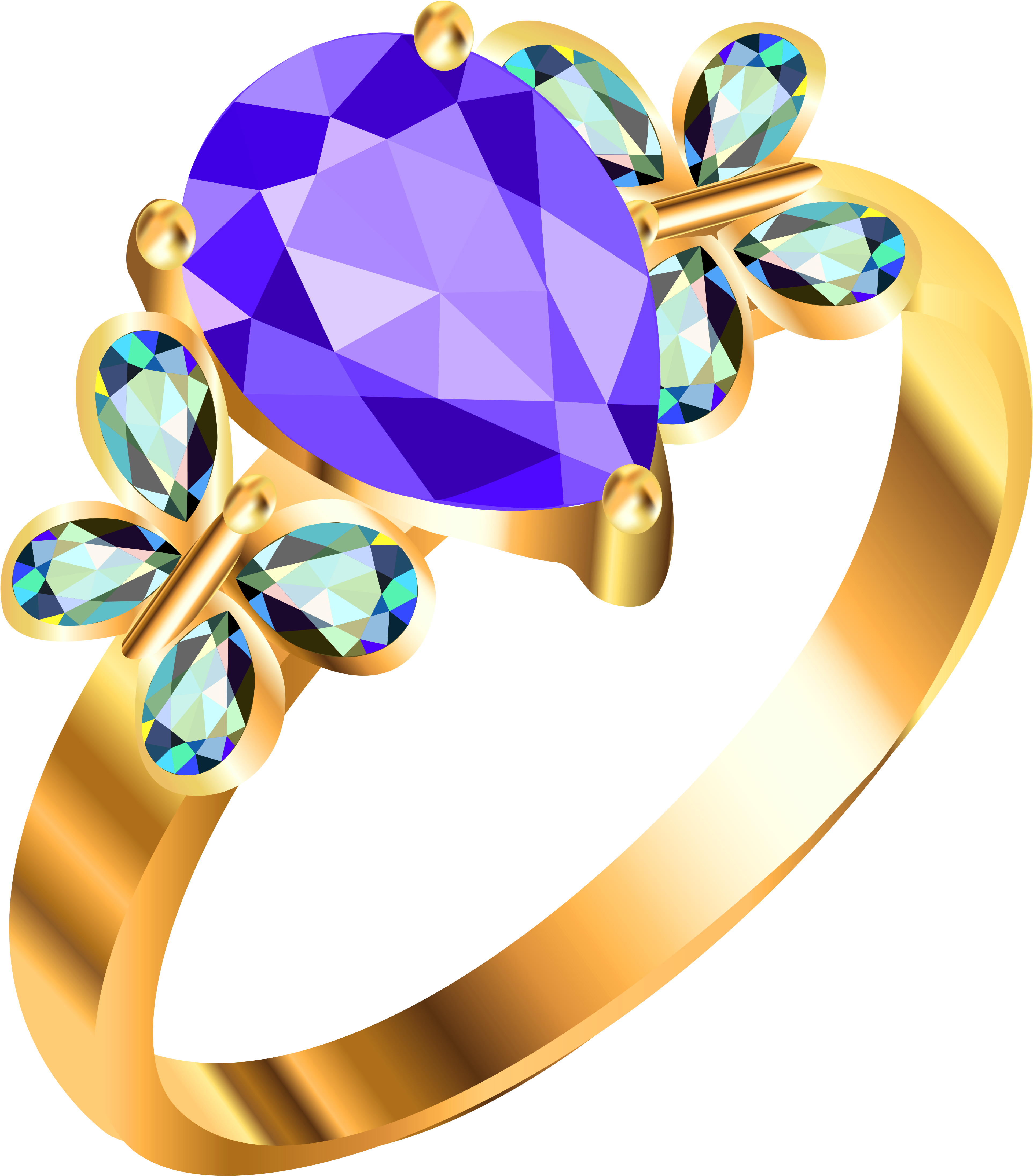 Gold Ring With Blue And Purple Diamonds Png Image - Clipart Jewelry (3083x3509), Png Download