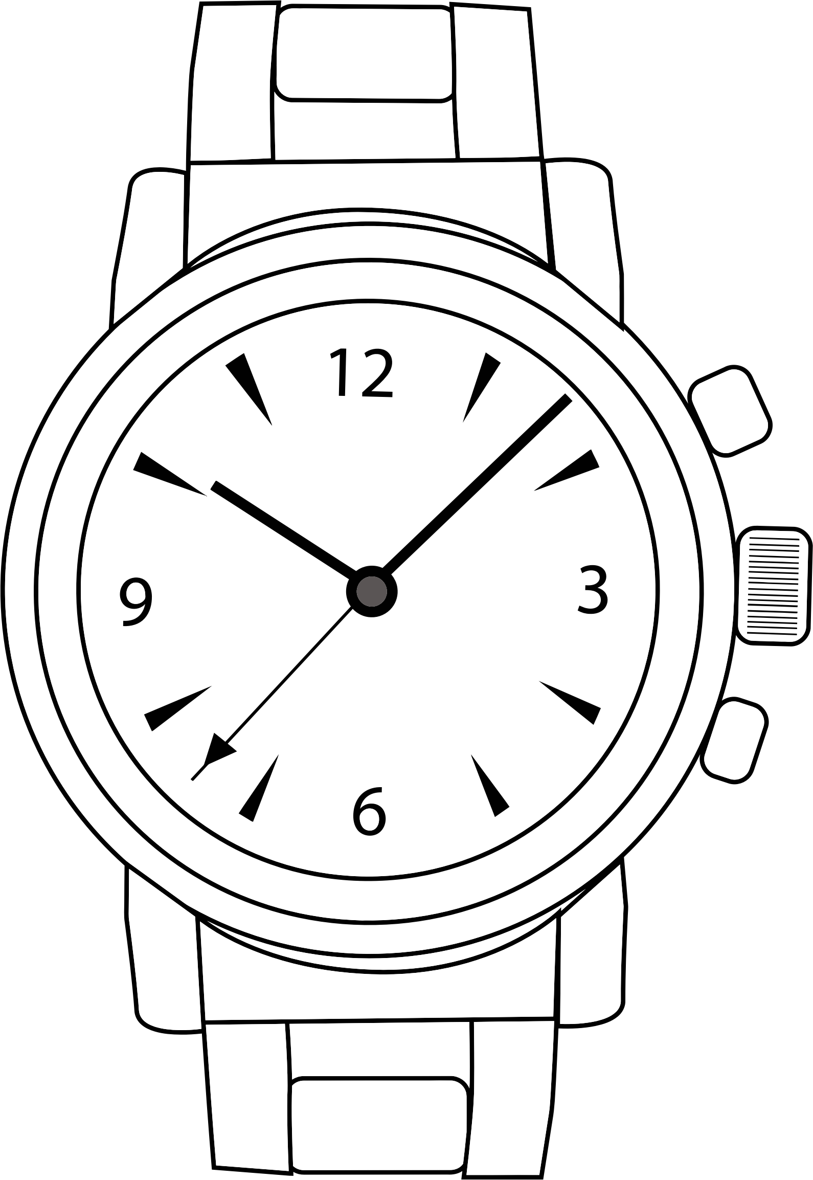 Svg Free Download Watching Clipart Hand Watch - Watch Clip Art Png (1590x2307), Png Download