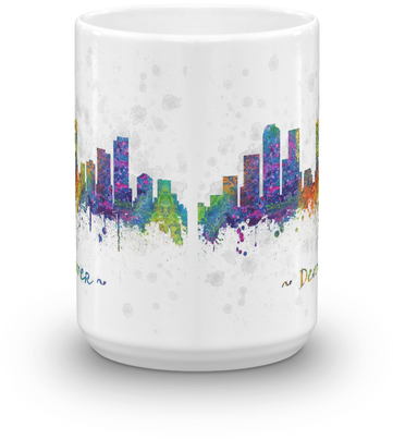 Denver Skyline Watercolor Drawing Coffee Mug - Denver (498x498), Png Download