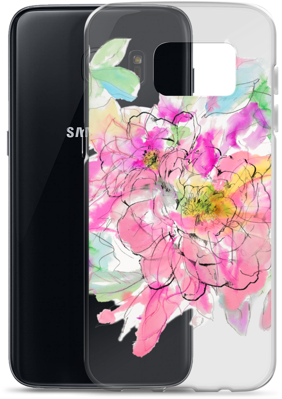 Watercolor Peony Samsung Case - Smartphone (1000x1000), Png Download
