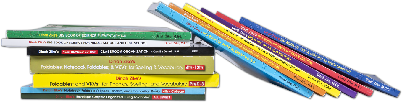 Over 17 Books By Dinah Zike Products - Slanted Books Png (1440x498), Png Download