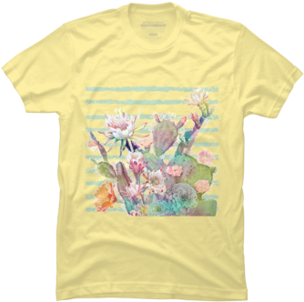 Watercolor Cactus, Floral And Stripes Design - Kafka T Shirt (360x360), Png Download