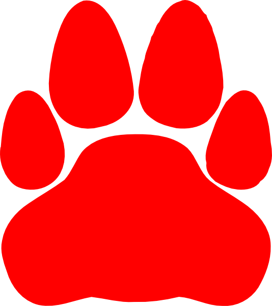 Red Cat Paw Print Clip Art At Clker - Red Cat Paw Print (534x599), Png Download