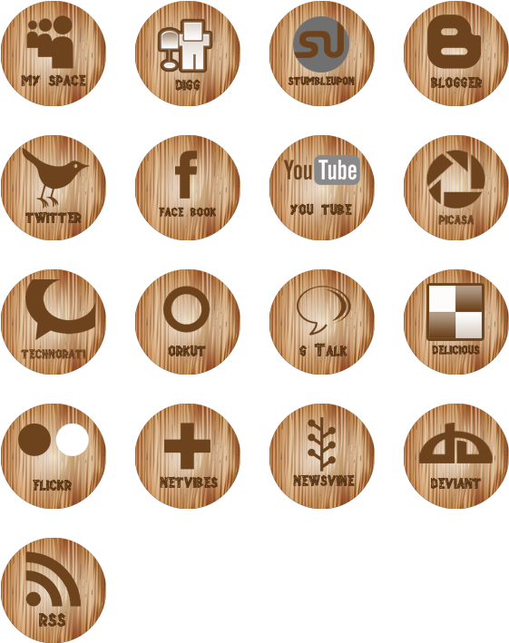 Wooden Social Media Icons Icon Pack By Kevin Subba - Social Media Icons (592x740), Png Download