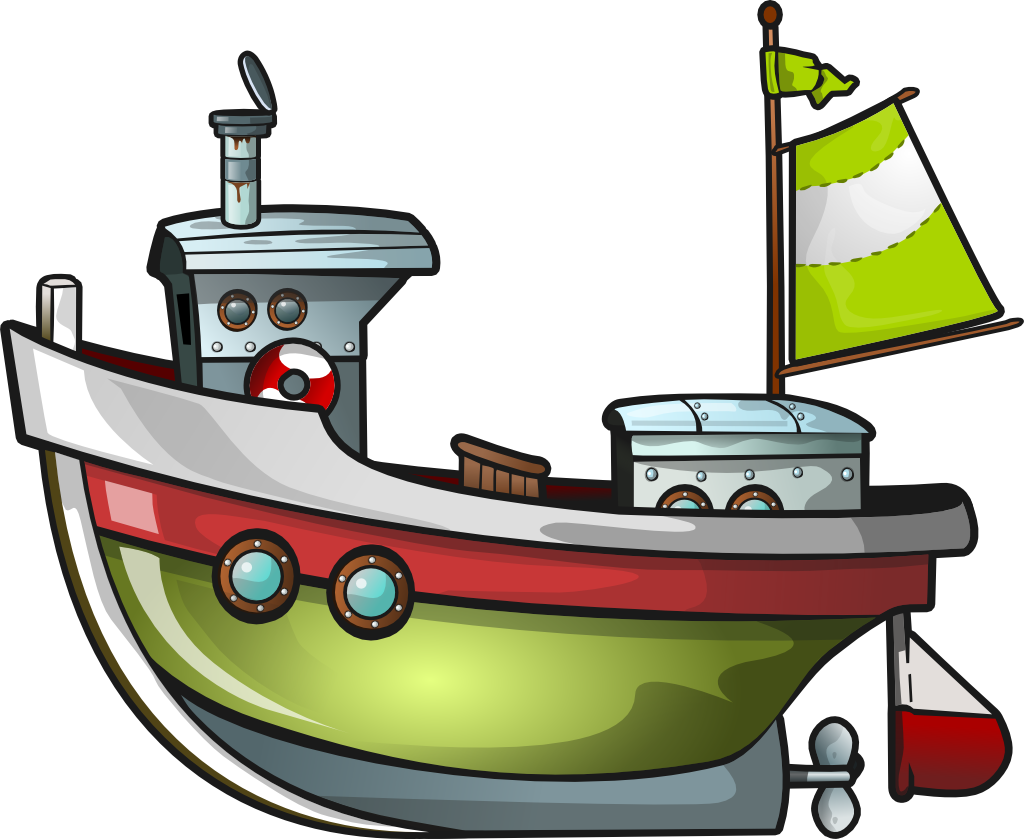 Cartoon Fishing Boat Png - Free Clipart Tug Boat (1024x839), Png Download