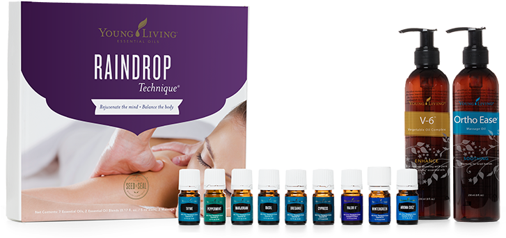 Raindrop Technique® Collection 7 Essential Oils, 2 - Raindrop Young Living (726x498), Png Download