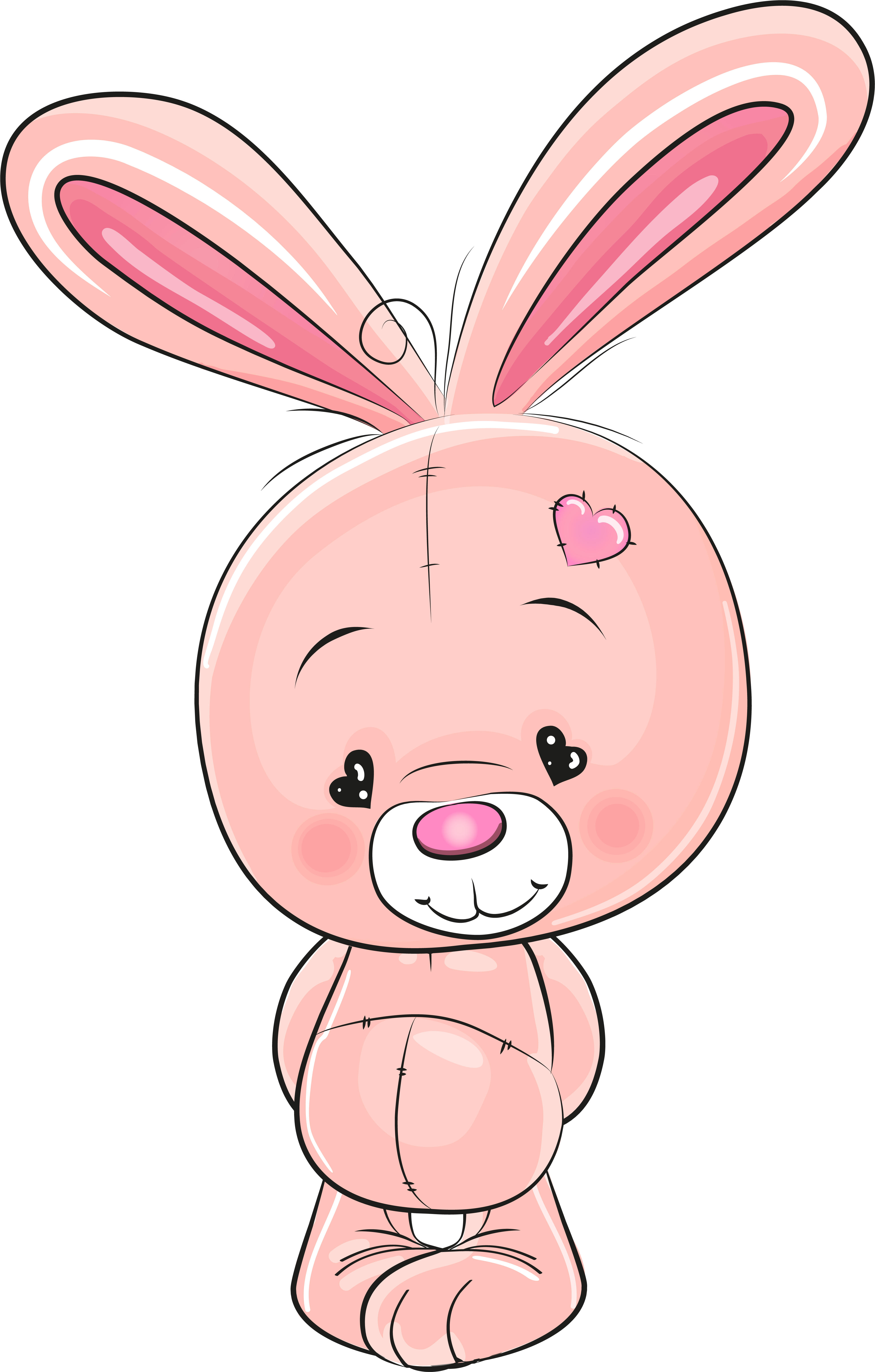 Cute Pink Bunny Png Clip Art Image - Rabbit Cartoon Png (383x600), Png Download