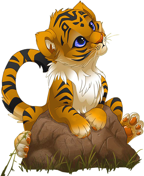 Drawn Tiger Png Tumblr - Little Tiger Png (521x600), Png Download