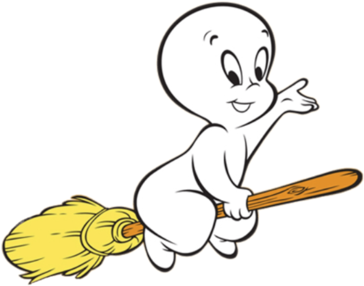 Casper Flying On A Broom - Casper Ghost Png (400x400), Png Download