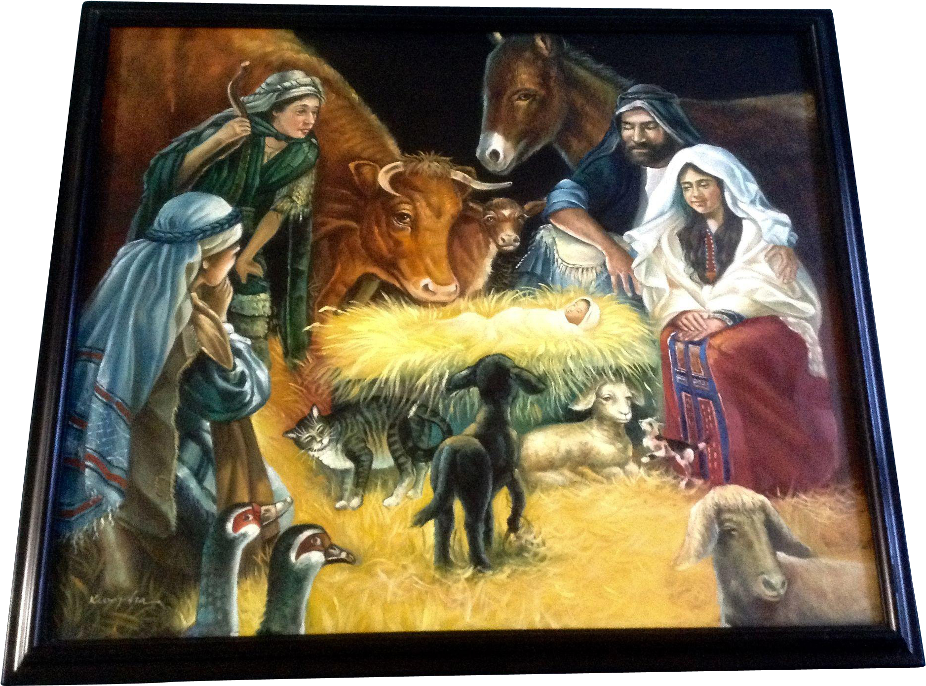 Nativity Scene Painting Elegant Kumjha Painting Jesus - Oil Painting Christmas Of Scene (1024x1024), Png Download