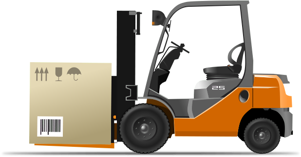 Orange Box Forklift Loader - Forklift Clipart (800x566), Png Download