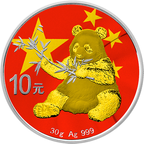 Silver Numismatic Chinese Flag Panda - Silver (500x500), Png Download