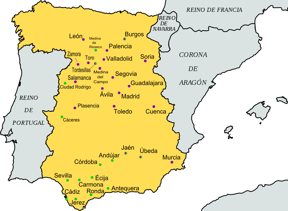 Open - Map Of Spain 1400 (1000x734), Png Download
