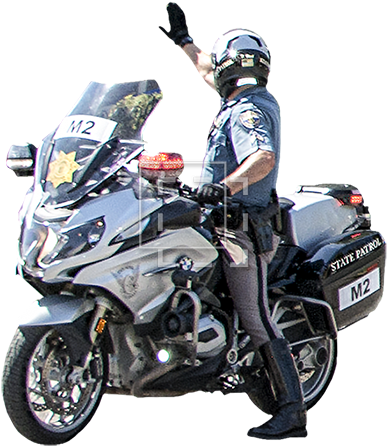 Motorcycle Cop Stopping Traffic (450x450), Png Download