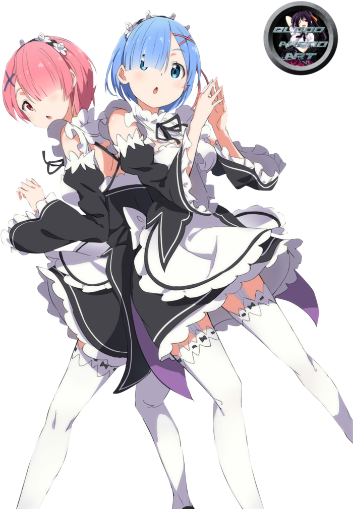 Re Zero Rem Ram Render By Bloodakenoart-dbxcs4i - Anime Re0 Different World From Scratch Life Cosplay (779x1024), Png Download