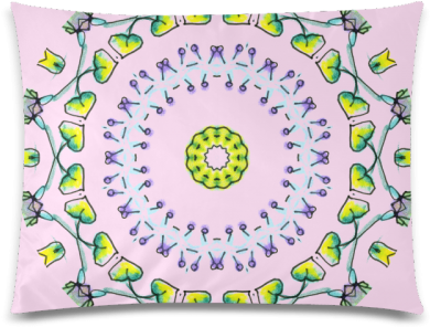 Circle Dance Yellow Leaves Flower Matrix Mandala Pink - Cushion (500x500), Png Download