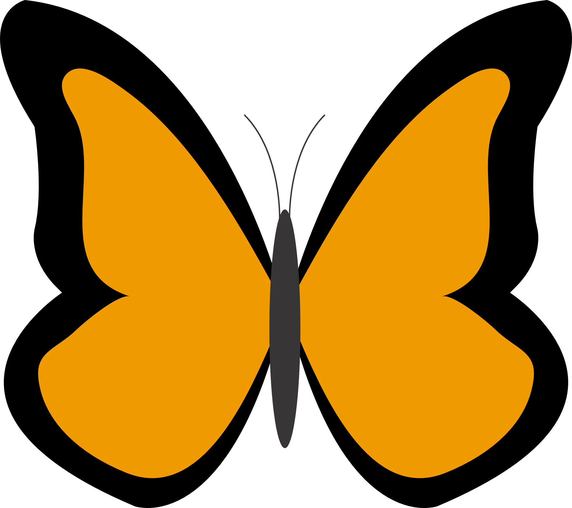 Clipart Flowers And Butterflies Border - Butterfly Clipart 1 10 (1969x1750), Png Download