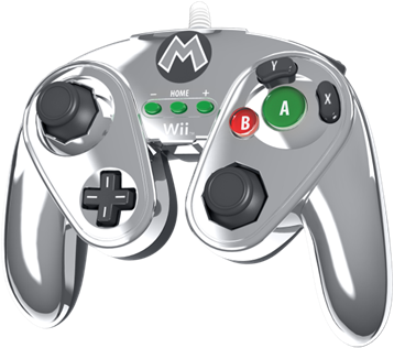 Gamecube Controller Png Pr - Pdp Fight Pad Metal Mario Controller For Wii U (416x416), Png Download