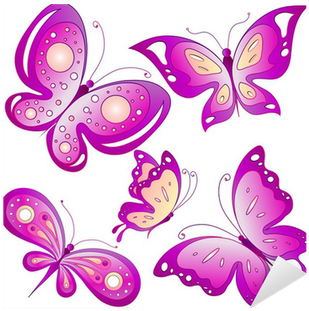 Borboleta Desenho Rosa E Lilas (400x400), Png Download