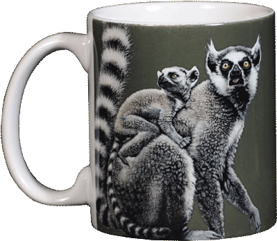 Ring-tailed Lemurs Ceramic Mug - Ceramic (420x361), Png Download
