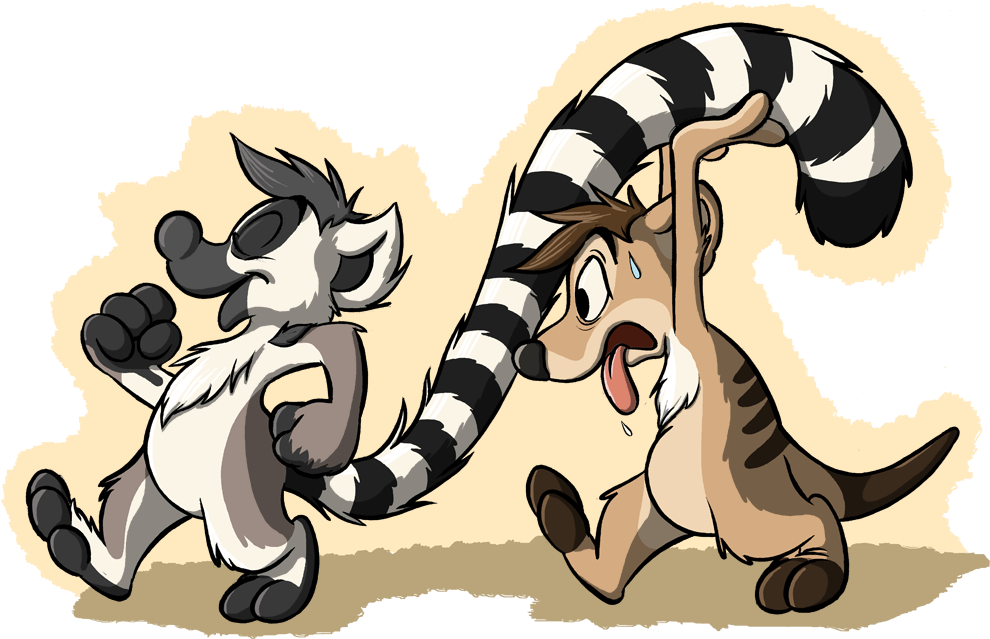 Lemur Clipart Chibi - Ring Tailed Lemur Drawing (1000x651), Png Download