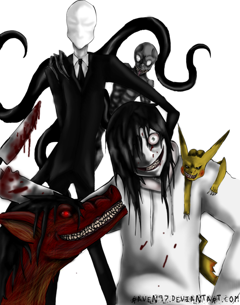 The Creepypasta Effect By Raven97-d58r9uk - Jeff The Killer And Smile Dog And Slenderman (793x1007), Png Download