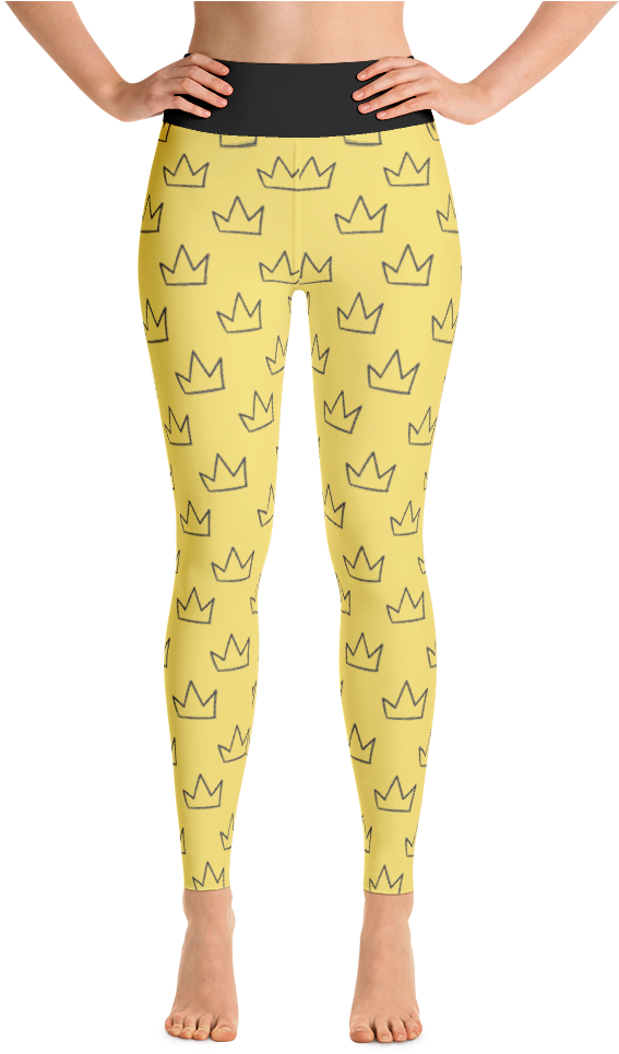 Basquiat Samo Crown Pattern High Waist Leggings - Cool Rogue Yoga Pants (1000x1000), Png Download