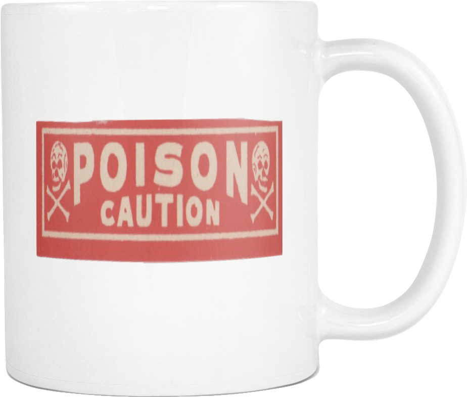 Poison Caution Skull Crossbones Vintage Label Halloween - Coffee Cup (1024x1024), Png Download