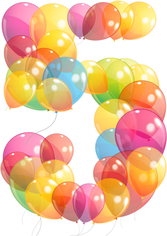 Numbers ‿✿⁀ - 5 Balloon Transparent (741x1024), Png Download