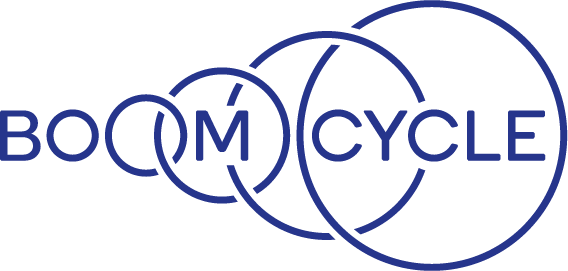 Boom-cycle Logo Blue Cmyk - Boom Cycle Logo (568x271), Png Download
