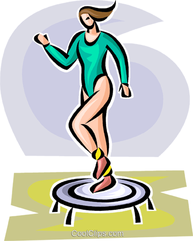 Woman Working Out On A Small Trampoline Royalty Free - Woman Trampoline Clipart Transparent (386x480), Png Download