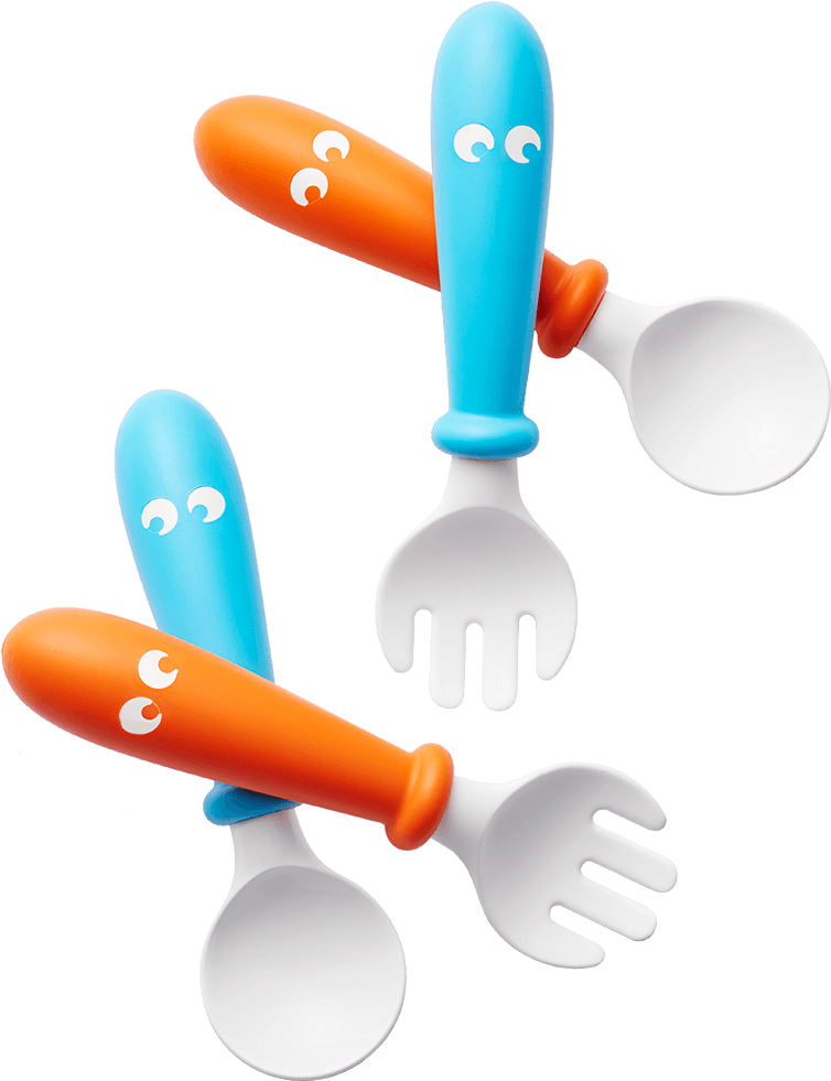 Baby Spoon And Fork - Babybjorn Baby Spoon And Fork Sets In Pink And Purple (770x1000), Png Download