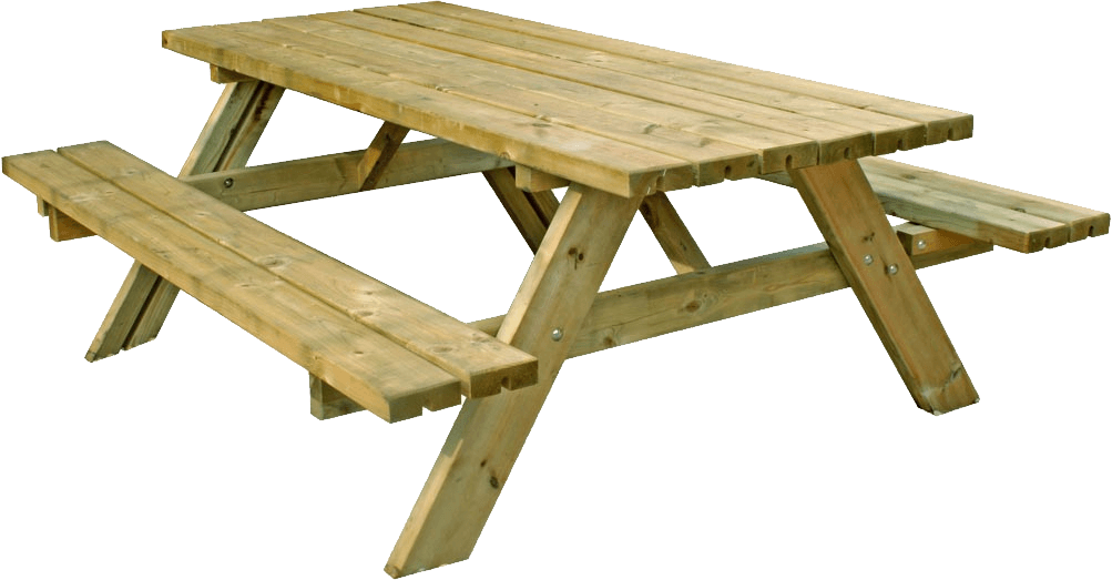 Outdoor Table - Rectangular Picnic Bench - 6 Seater (1003x523), Png Download