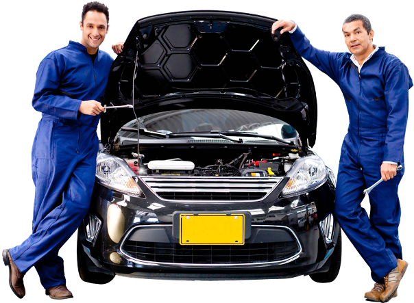 Two Mechanics Standing Beside A Car With Open Hood - Kw830 Car Vehicle Can Obdii Diagnostic Tool Auto Scanner (686x442), Png Download