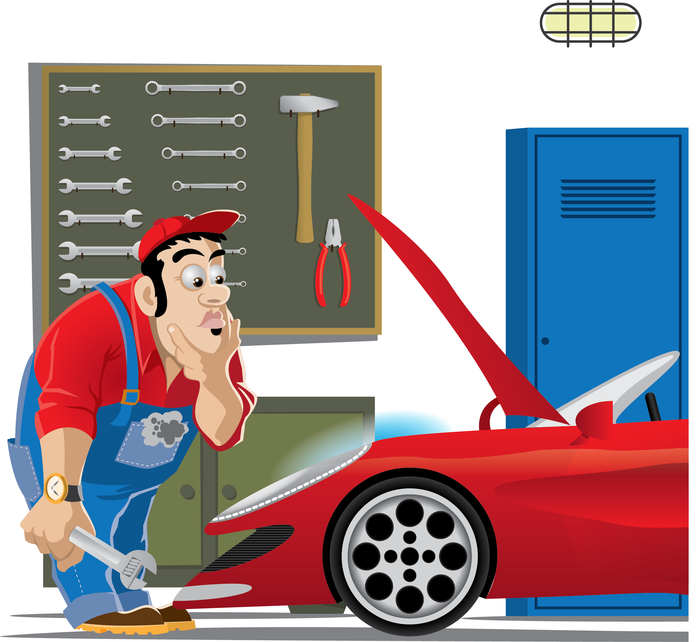 Picture Freeuse Library Car Clip Art Repair Transprent - Car Mechanic Illustration Png (2351x2167), Png Download