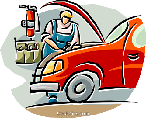 Auto Mechanic Working On A Car Royalty Free Vector - Car Mechanic Clipart (480x388), Png Download