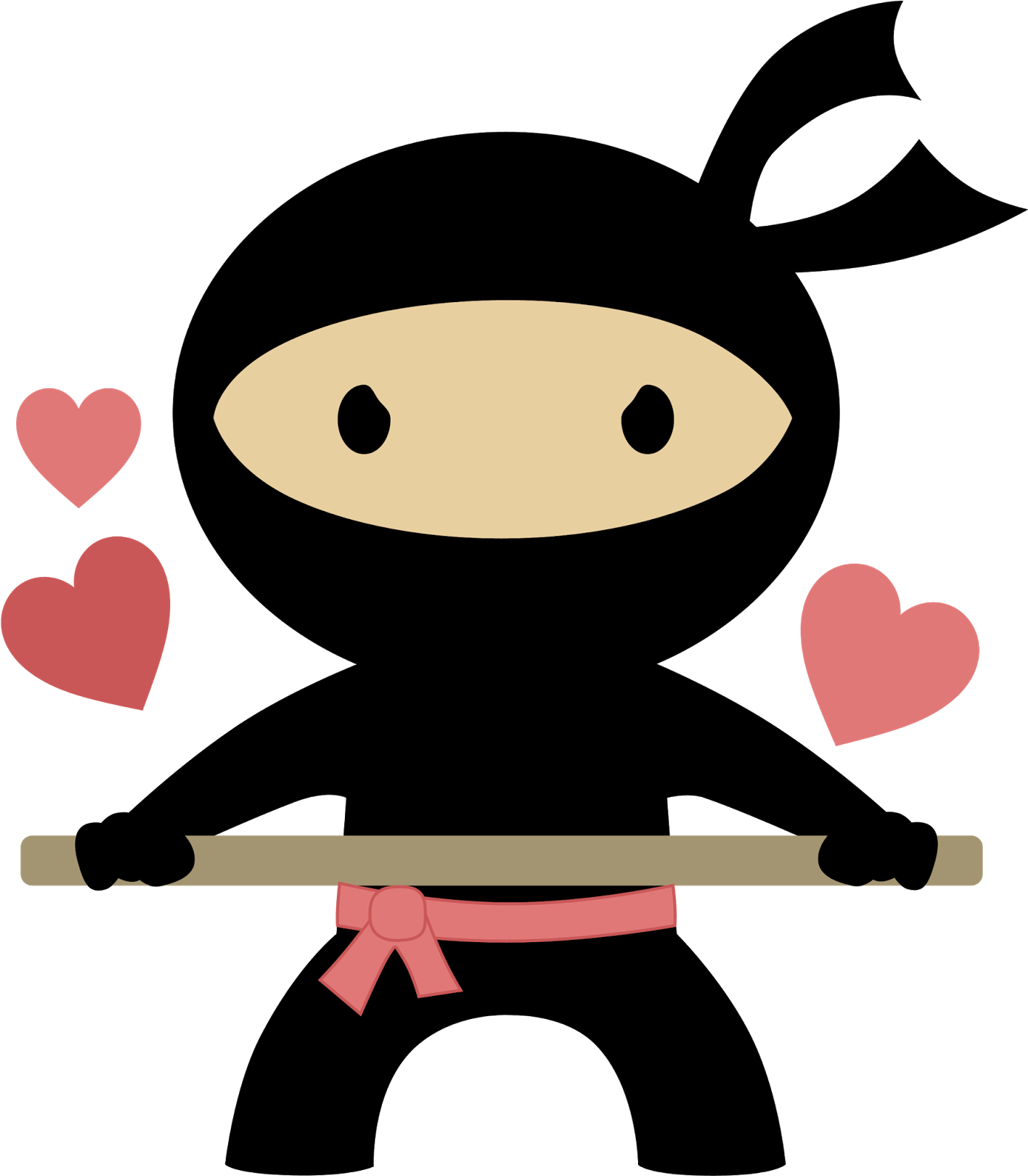 Ninja In Love Clipart - Ninja Clipart (1388x1600), Png Download